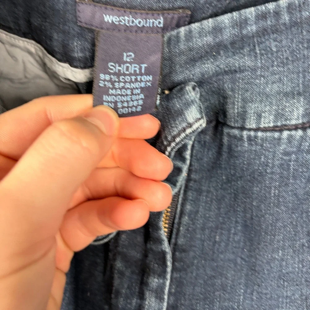 Westbound Wide Leg Jeans Womens 12 Short Dark Wash Trouser Denim High Rise Y2K - Picture 6 of 13